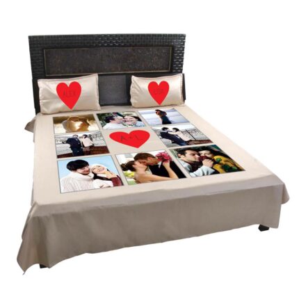 Personalized Romantic Monogram Photo Bedsheet with pillow color