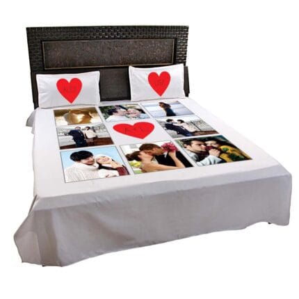 Personalized Romantic Monogram Photo Bedsheet with pillow color - Image 8