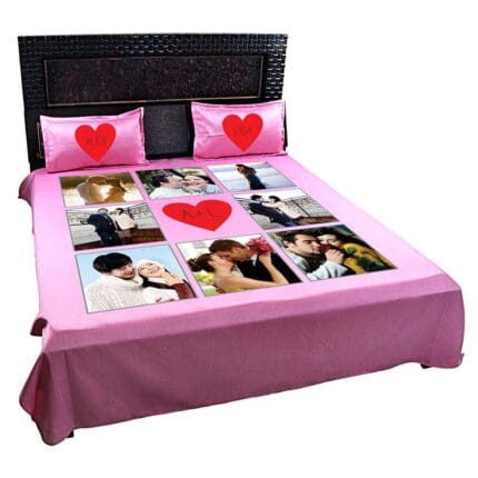 Personalized Romantic Monogram Photo Bedsheet with pillow color - Image 2