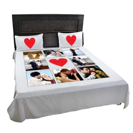 Personalized Romantic Monogram Photo Bedsheet with pillow color - Image 7