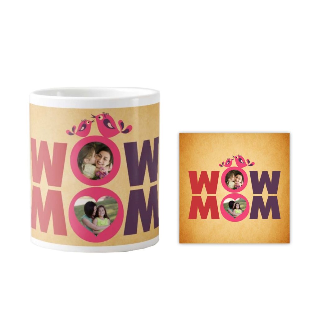 Personalized Wow Mom Mug With Coaster