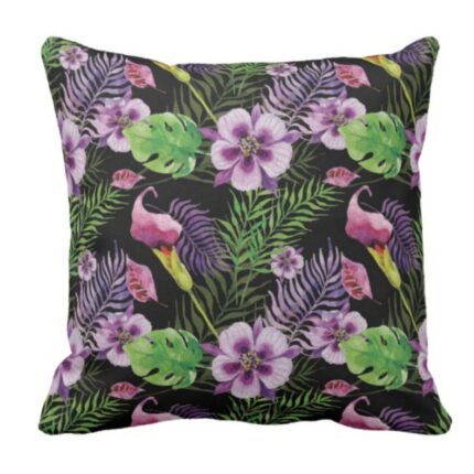 Purple Floral Cushion Cover