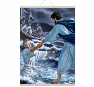 Miraculous Jesus Walking On Water Canvas Scroll