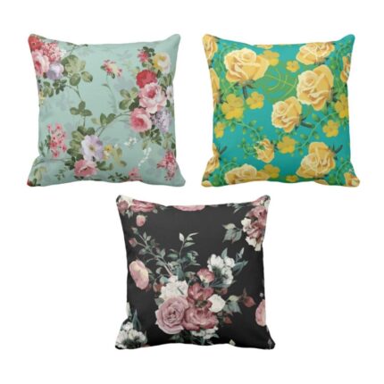 Rose Floral Cushion Cover Set of 3