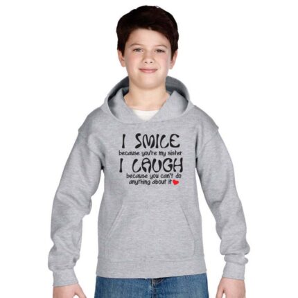 Funny I Smile I Laugh Kids Sweatshirt for Brother - Image 2