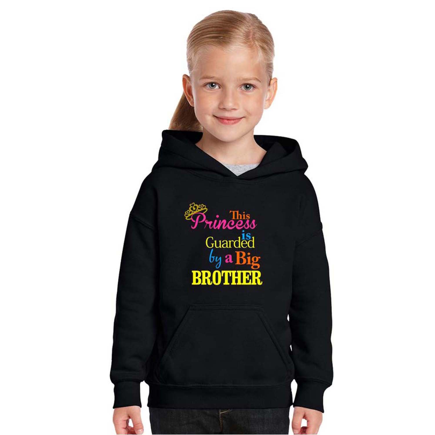 SKU_This Princess is Guarded By a Big Brother Kids Sweatshirt (Black) TS1227
