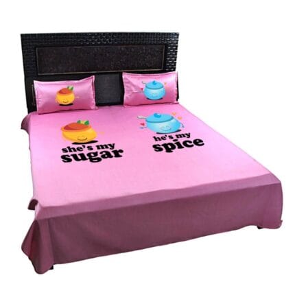 She is My Sugar He is My Spice Couple Bedsheet - Image 9
