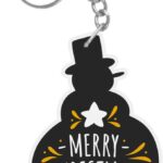 Snow man Shaped Merry Christmas and Happy New Year keychain