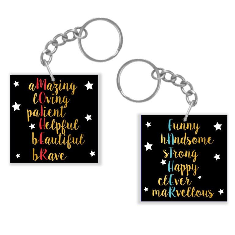 Starry Beautiful Mother Father Definition Keychain Keyring