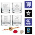 Engraved Starry No.1 Brothers Whiskey Glasses Set of 4