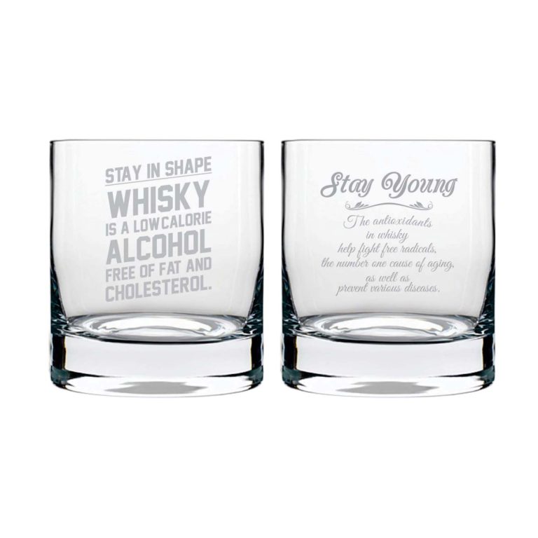 Stay Young And in Shape Engraved Whiskey Glasses - Set of 2