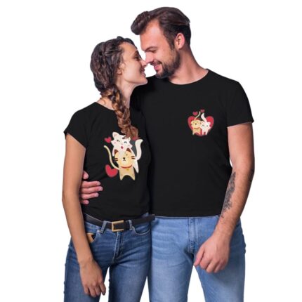 Kittens Love Couple T-shirt