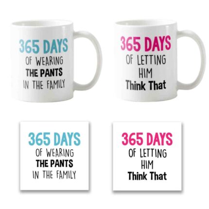 Funny 1st Anniversary Couple Coffee Mugs Set of 2