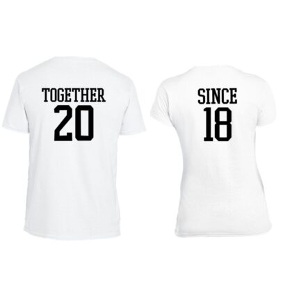 Together Since 2018 Round Neck Couple T-shirt - Image 2