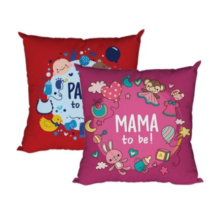 Mom-Dad to be 12x12 inches Poly Satin Cushion (with Filler) to The Best Mom Dad in The World Printed Birthday Throw Pillow Sofa - Set of 2