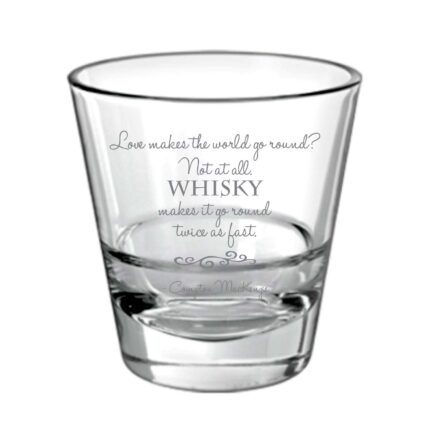 Whiskey Makes World Go Round Fast Engraved Whiskey Glass