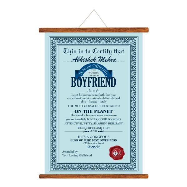World Greatest Boyfriend Greeting Card Scroll