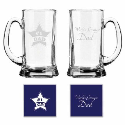 World No 1 Dad Beer Mug Set of 2