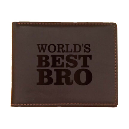 Worlds Best Bro Men's Leather Wallet for Brother - Image 2