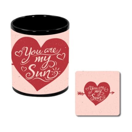 Romantic You are My Sunshine Black Mug - Image 3