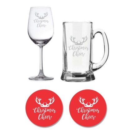 Christmas Cheer Beer Wine Glasses Set of 2