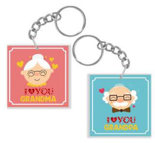 I Love You Grandma Grandpa Keychain