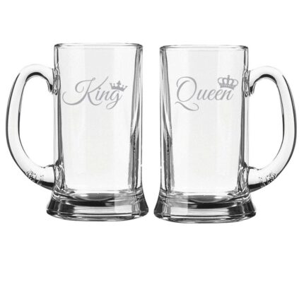 Engraved King Queen Beer Mug Set of 2 - Image 2