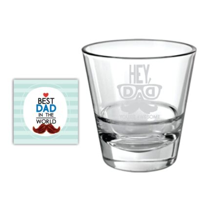 Moustache Awesome Dad Whiskey Glass - Image 2