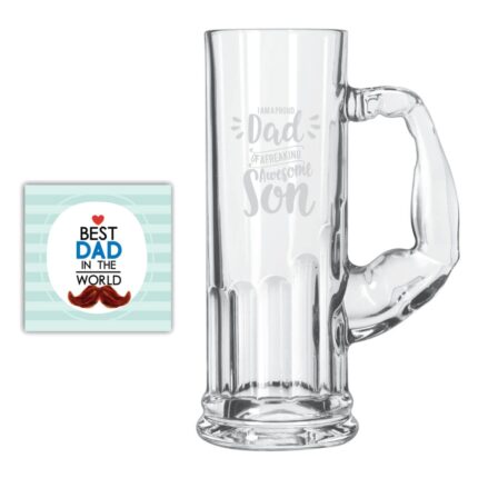 Proud Dad of a Freaking Awesome Son Beer Mug - Image 2
