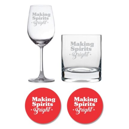Making Spirits Bright Whiskey Wine Glasses Set of 2