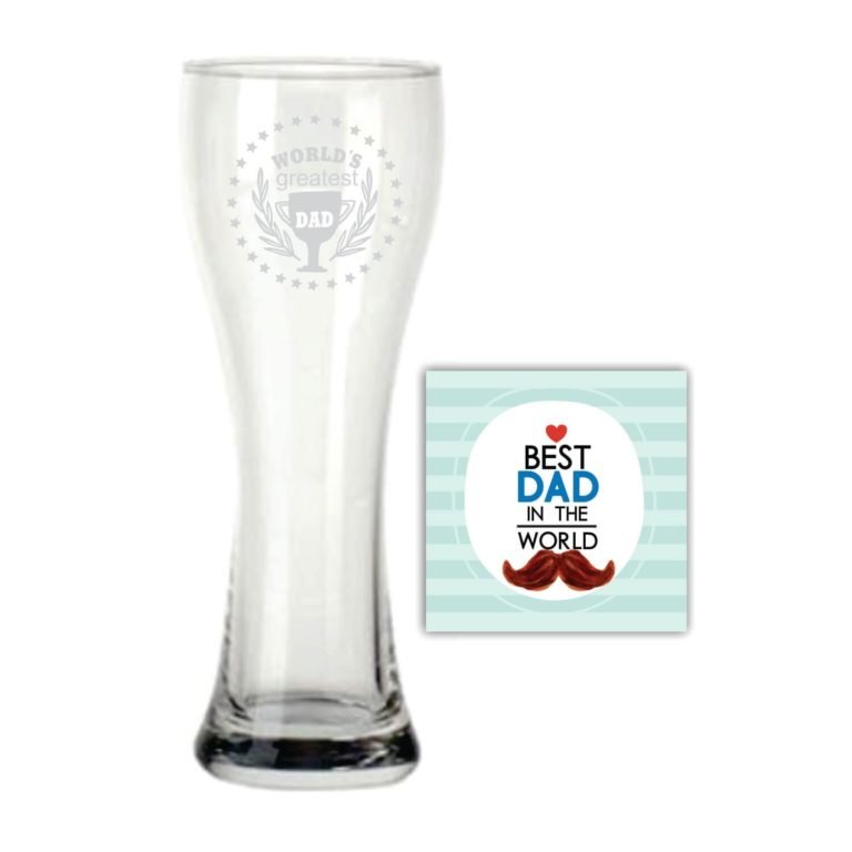 Worlds Greatest Dad Trophy Beer Pilsner Glass
