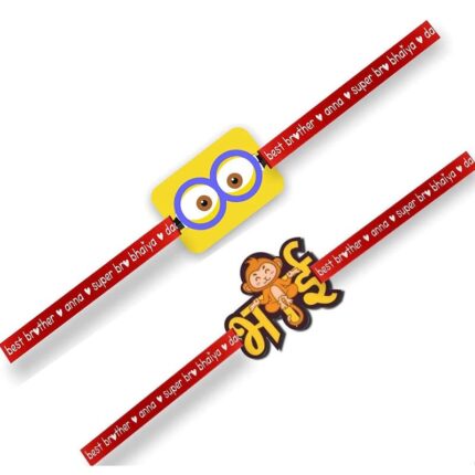 Printed Acrylic Rakhi for Brother, Kids & Adult Set of 2