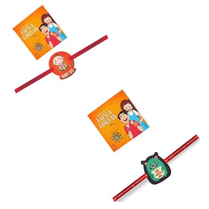 Printed Acrylic Kids Rakhi Set of 2 for Brother and Sister|Raskhabandhan Special