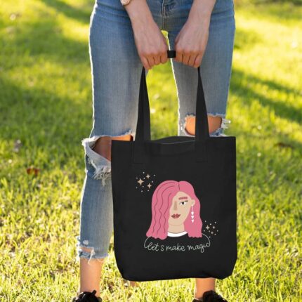 Printed Cotton Black Tote Bag|Multipurpose bag|Lightweight - Image 2