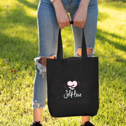 Printed Cotton Black Tote Bag|Multipurpose bag|Lightweight - Image 2