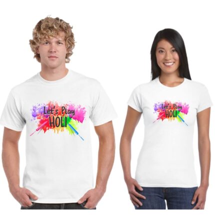 Lets Play Holi Couple Holi T-shirt - Image 1