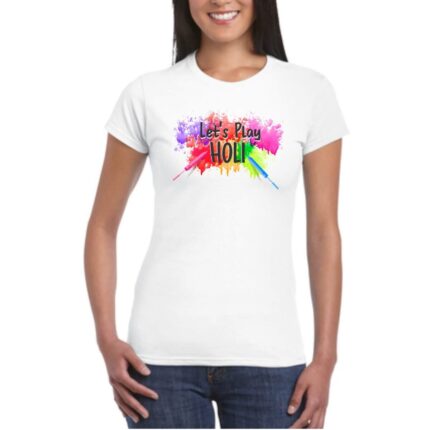 Lets Play Holi Womens Holi T-shirts - Image 1