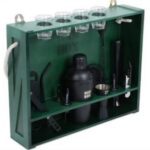 19 PCS COCKTAIL SHAKER SET GREEN WOOD STAND MINI BAR KIT