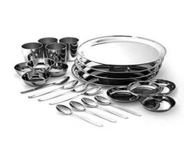 24 Pcs Mirror Polish Steel Dinner Set