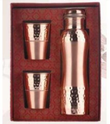 Half Hammered Copper Bottle Set