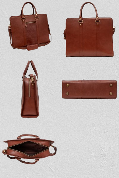 BROWN LEATHERETTE PORTFOLIO BAG
