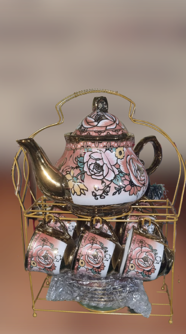 13 Pieces Ceramics Cup Saucer Teapot Set