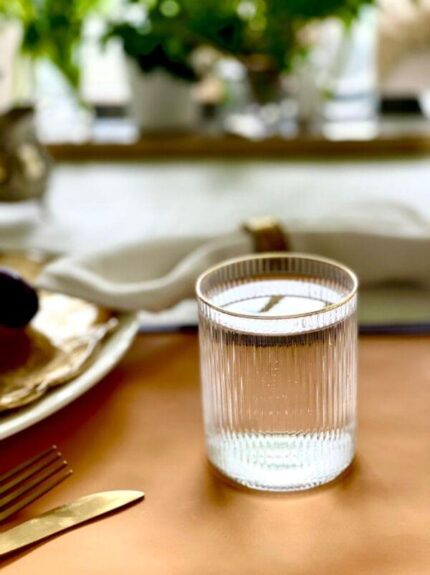 Charleston Ribbed Gold Rim DOF Glass Set Of 6 Negroni & Campari Cocktail