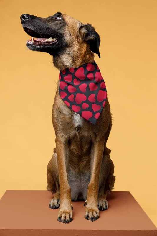 Dog Bandanas RED Heart Pattern 2