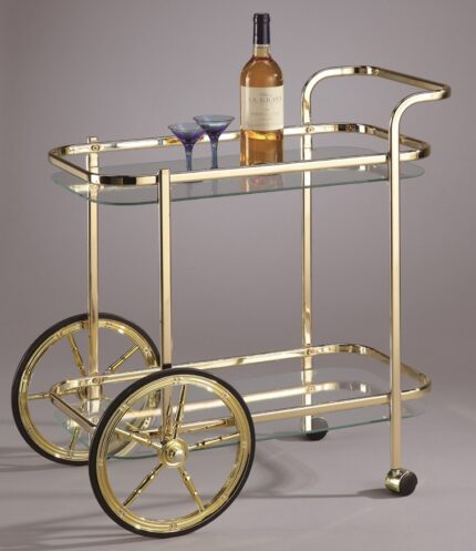 2 TIER GLASS WINE TROLLEY CART - Image 1