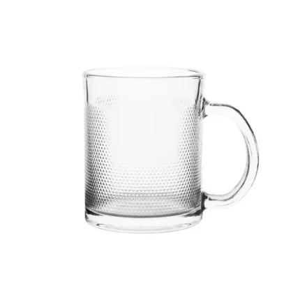 Rippled glass cup clear glass coffee mug with handle - Image 4