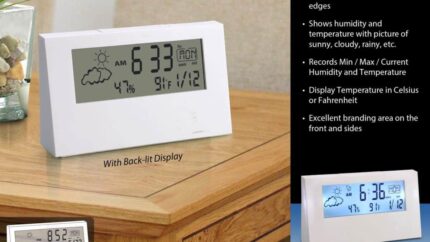 A104 – Sharp weather station clock with backlight – Best corporate... - Image 3