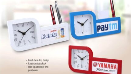 A116 – Clock with pad and pen holder | Branding included MOQ 200... - Image 3