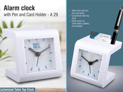 A29 – Alarm clock with Pen and card holder | Branding included MOQ... - Image 2