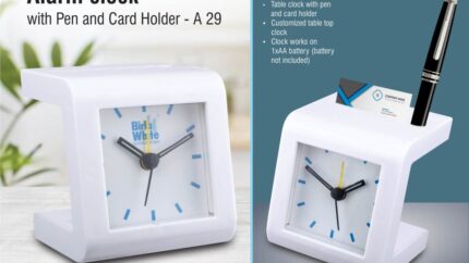 A29 – Alarm clock with Pen and card holder | Branding included MOQ... - Image 3